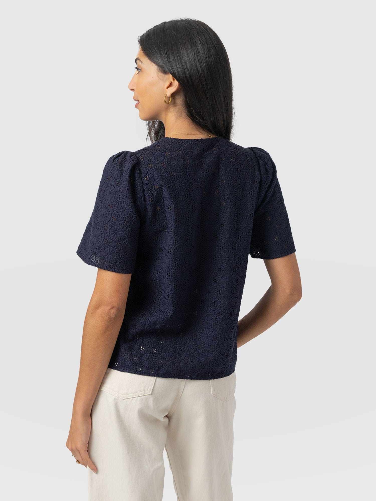 Tabitha Short Sleeve Blouse - Navy - Women's Blouses | Saint + Sofia® USA